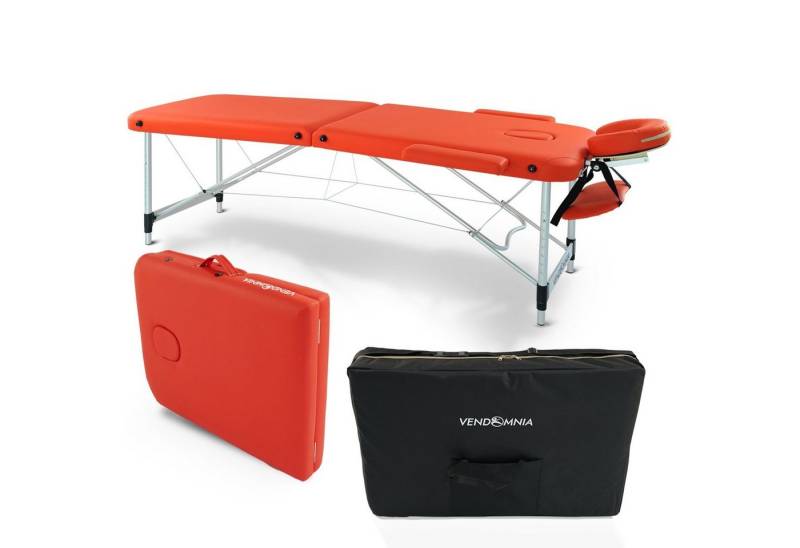 VENDOMNIA Massageliege Mobile Massageliege - Aluminium oder Holzfüße mit 2 - 3 Zonen (Klappbar Massagetisch Massagebett Massagebank Behandlungsliege), inkl. hochwertiger Kopfstütze Tasche Armlehnen von VENDOMNIA