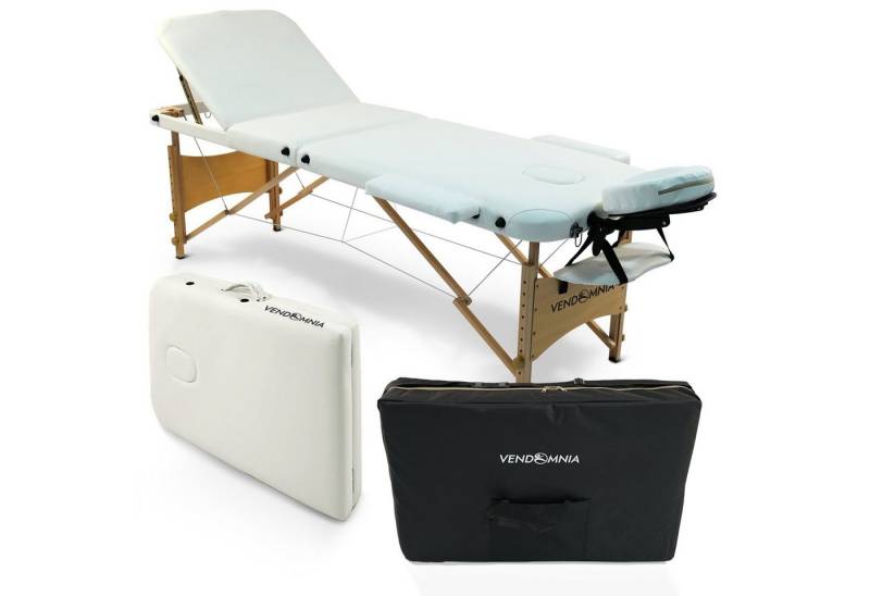 VENDOMNIA Massageliege Mobile Massageliege - Aluminium oder Holzfüße mit 2 - 3 Zonen (Klappbar Massagetisch Massagebett Massagebank Behandlungsliege), inkl. hochwertiger Kopfstütze Tasche Armlehnen von VENDOMNIA