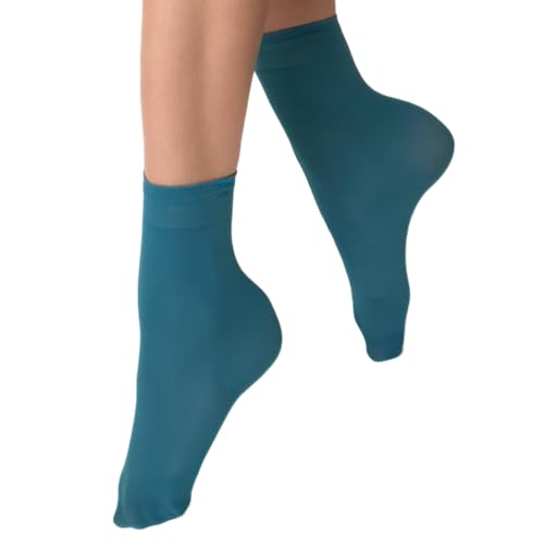 VENEZIANA NUOVA Elastische Socken KATRINELLA – Matte Socken mit Gummibund, Blickdicht, Aus Microfaser - Universalgröße - Laguna von VENEZIANA NUOVA