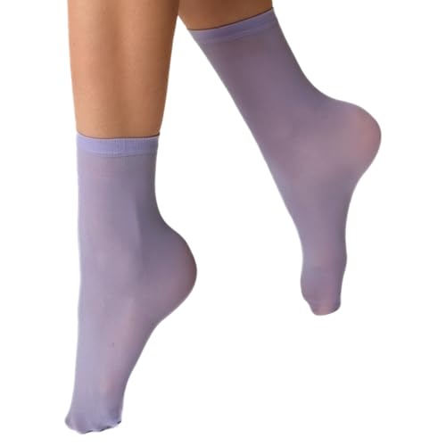 VENEZIANA NUOVA Elastische Socken KATRINELLA – Matte Socken mit Gummibund, Blickdicht, Aus Microfaser - Universalgröße - Lilla von VENEZIANA NUOVA