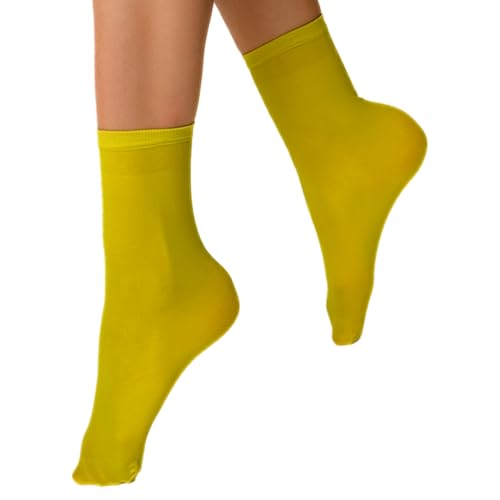 VENEZIANA NUOVA Elastische Socken KATRINELLA – Matte Socken mit Gummibund, Blickdicht, Aus Microfaser - Universalgröße - Limette von VENEZIANA NUOVA