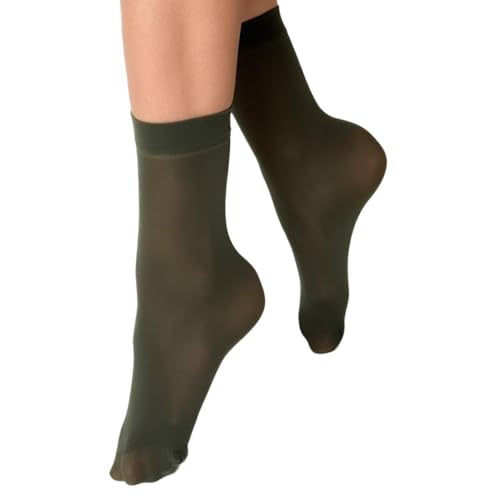 VENEZIANA NUOVA Elastische Socken KATRINELLA – Matte Socken mit Gummibund, Blickdicht, Aus Microfaser - Universalgröße - Olivo von VENEZIANA NUOVA
