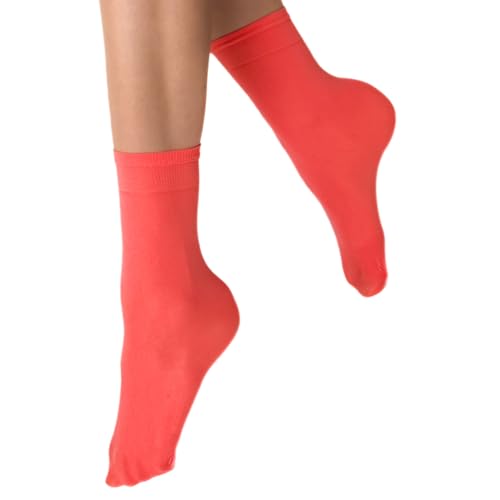 VENEZIANA NUOVA Elastische Socken KATRINELLA – Matte Socken mit Gummibund, Blickdicht, Aus Microfaser - Universalgröße - Papaya von VENEZIANA NUOVA