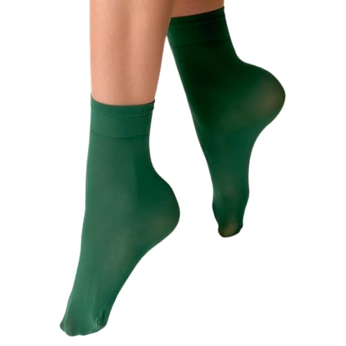 VENEZIANA NUOVA Elastische Socken KATRINELLA - Matte Socken mit Gummibund, Blickdicht, Aus Microfaser - Universalgröße - Smeraldo von VENEZIANA NUOVA