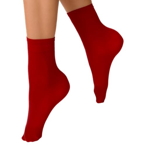 VENEZIANA NUOVA Elastische Socken KATRINELLA – Matte Socken mit Gummibund, Blickdicht, Aus Microfaser - Universalgröße - Tomate von VENEZIANA NUOVA