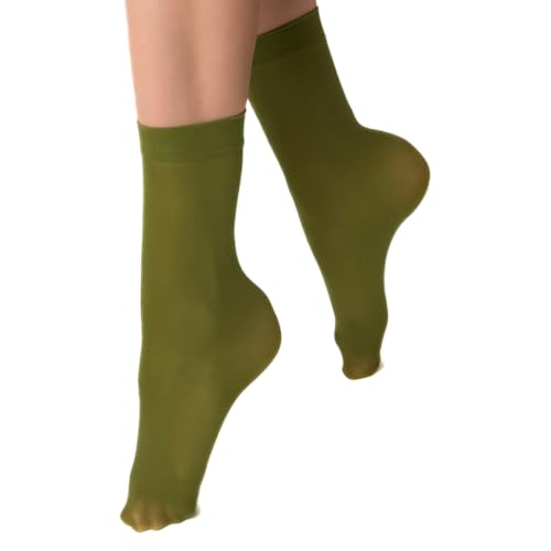 VENEZIANA NUOVA Elastische Socken KATRINELLA – Matte Socken mit Gummibund, Blickdicht, Aus Mikrofaser - Universalgröße - Basilico von VENEZIANA NUOVA