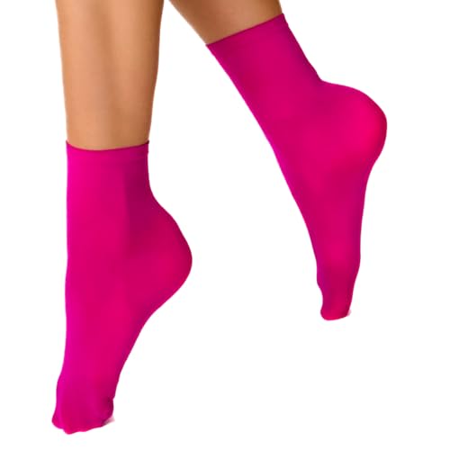 VENEZIANA NUOVA Elastische Socken KATRINELLA – Matte Socken mit Gummibund, Blickdicht, Aus Mikrofaser - Universalgröße - Fuchsia von VENEZIANA NUOVA