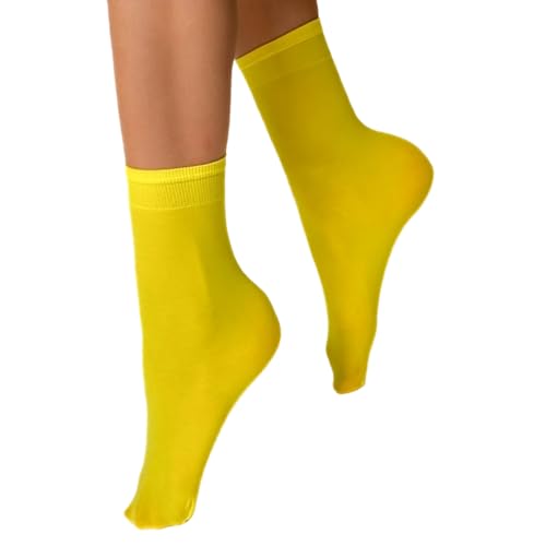 VENEZIANA NUOVA Elastische Socken KATRINELLA – Matte Socken mit Gummibund, Blickdicht, Aus Mikrofaser - Universalgröße - Giallo von VENEZIANA NUOVA