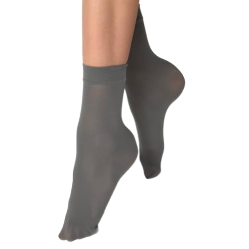 VENEZIANA NUOVA Elastische Socken KATRINELLA – Matte Socken mit Gummibund, Blickdicht, Aus Mikrofaser - Universalgröße - Grigio von VENEZIANA NUOVA