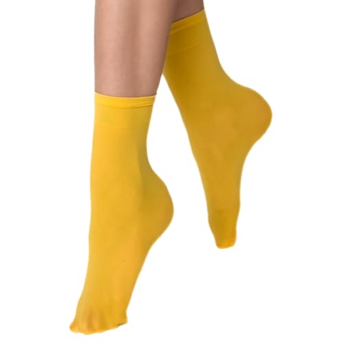 VENEZIANA NUOVA Elastische Socken KATRINELLA – Matte Socken mit Gummibund, Blickdicht, Aus Mikrofaser - Universalgröße - Limone von VENEZIANA NUOVA