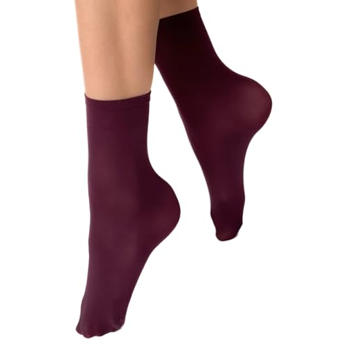 VENEZIANA NUOVA Elastische Socken KATRINELLA – Matte Socken mit Gummibund, Blickdicht, Aus Mikrofaser - Universalgröße - Mirtillo von VENEZIANA NUOVA
