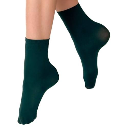 VENEZIANA NUOVA Elastische Socken KATRINELLA – Matte Socken mit Gummibund, Blickdicht, Aus Mikrofaser - Universalgröße - Verde Botilia von VENEZIANA NUOVA