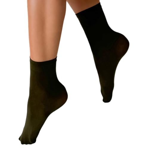 VENEZIANA NUOVA Elastische Socken KATRINELLA – Matte Socken mit Gummibund, Blickdicht, Aus Mikrofaser - Universalgröße - Verde militare von VENEZIANA NUOVA