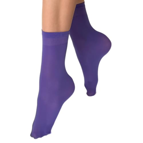 VENEZIANA NUOVA Elastische Socken KATRINELLA – Matte Socken mit Gummibund, Blickdicht, Aus Mikrofaser - Universalgröße - Viola von VENEZIANA NUOVA