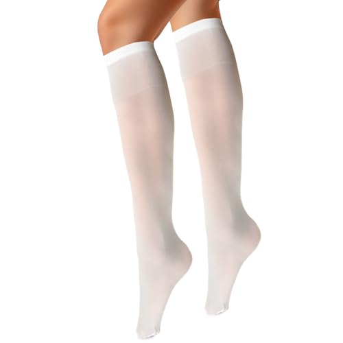 VENEZIANA NUOVA MARINELLA Kniestrümpfe – Matte Damen Kniestrümpfe mit Gummizug, Blickdicht, Aus Microfaser - Universalgröße - Bianco von VENEZIANA NUOVA