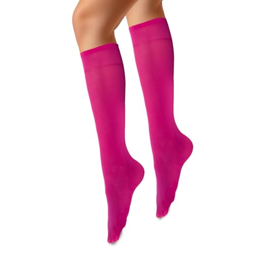VENEZIANA NUOVA MARINELLA Kniestrümpfe – Matte Damen Kniestrümpfe mit Gummizug, Blickdicht, Aus Microfaser - Universalgröße - Fuchsia von VENEZIANA NUOVA