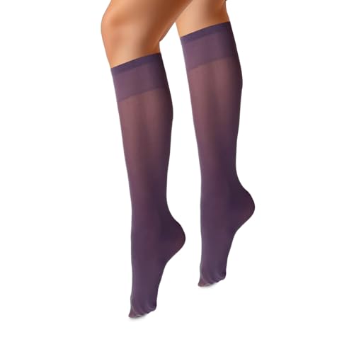 VENEZIANA NUOVA MARINELLA Kniestrümpfe – Matte Damen Kniestrümpfe mit Gummizug, Blickdicht, Aus Microfaser - Universalgröße - Lavanda von VENEZIANA NUOVA