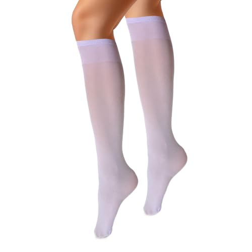 VENEZIANA NUOVA MARINELLA Kniestrümpfe – Matte Damen Kniestrümpfe mit Gummizug, Blickdicht, Aus Microfaser - Universalgröße - Lilla von VENEZIANA NUOVA