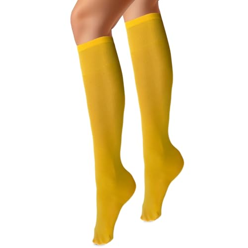 VENEZIANA NUOVA MARINELLA Kniestrümpfe – Matte Damen Kniestrümpfe mit Gummizug, Blickdicht, Aus Microfaser - Universalgröße - Limone von VENEZIANA NUOVA