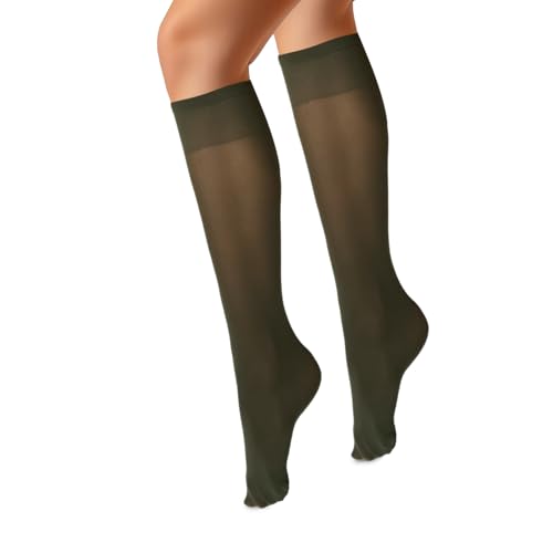 VENEZIANA NUOVA MARINELLA Kniestrümpfe – Matte Damen Kniestrümpfe mit Gummizug, Blickdicht, Aus Microfaser - Universalgröße - Olivo von VENEZIANA NUOVA