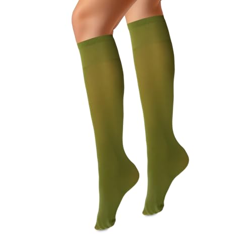 VENEZIANA NUOVA MARINELLA Kniestrümpfe – Matte Damen Kniestrümpfe mit Gummizug, Blickdicht, Aus Mikrofaser - Universalgröße - Basilico von VENEZIANA NUOVA
