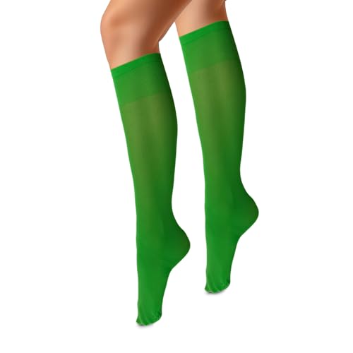 VENEZIANA NUOVA MARINELLA Kniestrümpfe – Matte Damen Kniestrümpfe mit Gummizug, Blickdicht, Aus Mikrofaser - Universalgröße - Electric Green von VENEZIANA NUOVA