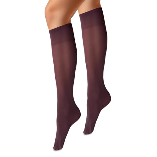 VENEZIANA NUOVA MARINELLA Kniestrümpfe – Matte Damen Kniestrümpfe mit Gummizug, Blickdicht, Aus Mikrofaser - Universalgröße - Mirtillo von VENEZIANA NUOVA