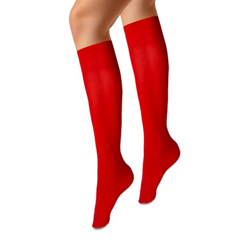 VENEZIANA NUOVA MARINELLA Kniestrümpfe – Matte Damen Kniestrümpfe mit Gummizug, Blickdicht, Aus Mikrofaser - Universalgröße - Rosso von VENEZIANA NUOVA