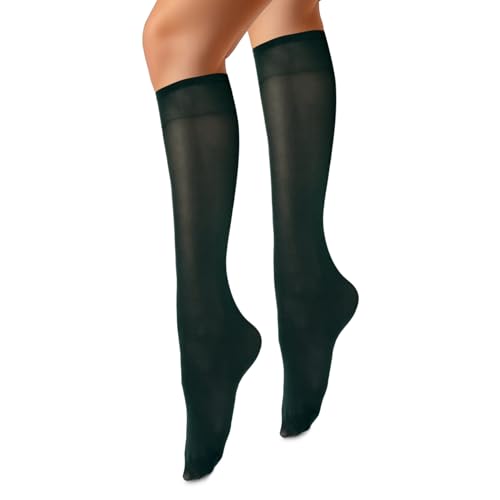 VENEZIANA NUOVA MARINELLA Kniestrümpfe – Matte Damen Kniestrümpfe mit Gummizug, Blickdicht, Aus Mikrofaser - Universalgröße - Verde Botilia von VENEZIANA NUOVA