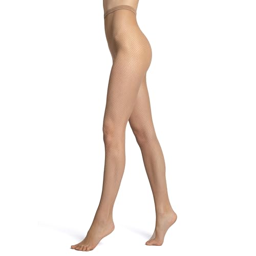 VENEZIANA NUOVA Netzstrumpfhose Hautfarben mit Baumwollzwickel - Strumpfhosen für Damen - Strumpfhose Netz - Fishnet - Strumpfhose ohne Laufmaschen - Fischnetz Strumpfhose - Nahtlose Strumpfhose L/XL von VENEZIANA NUOVA