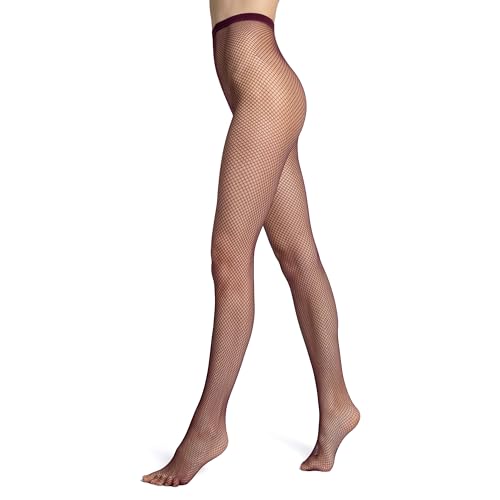 VENEZIANA NUOVA Netzstrumpfhose Schwarz mit Baumwollzwickel - Damen Strumpfhose Fischnetz ohne Laufmaschen - Nahtlose Strumpfhose 0.5 OPacity - Größe XL-XXL - Bordeaux von VENEZIANA NUOVA