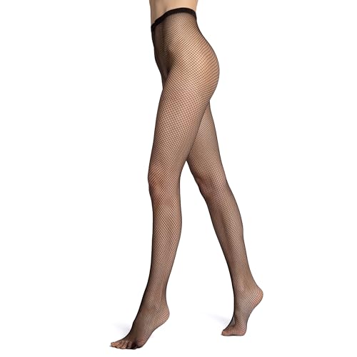 VENEZIANA NUOVA Netzstrumpfhose Schwarz mit Baumwollzwickel - Strumpfhosen für Damen - Strumpfhose Netz - Fishnet - Strumpfhose ohne Laufmaschen - Fischnetz Strumpfhose - Nahtlose Strumpfhose von VENEZIANA NUOVA