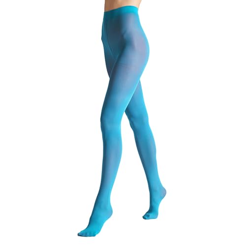 VENEZIANA NUOVA Satinelle 40 DEN Bunte Strumpfhosen Damen - Mikrofasern - Matte Blickdicht - Türkis - XL von VENEZIANA NUOVA