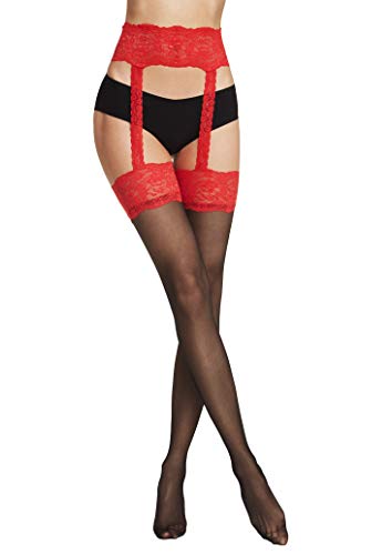 VENEZIANA NUOVA - Strumpfhosen Damen, Verstärkte Strumpfhose, Stützstrumpfhose, Reißfest, Strapsstrümpfe für Damen - Babette Sensual - Kniestrümpfe Damen Sexy (Rot, M) von VENEZIANA NUOVA