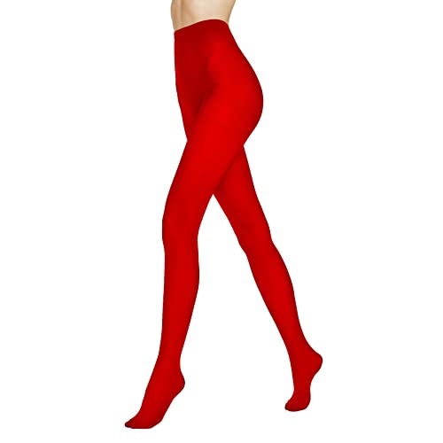 VENEZIANA NUOVA Weich Strumpfhosen Damen - Blickdichte Strumpfhose - Strumpfhosen Damen 40 DEN - Matt Strumpfhose Bunt Damen - Flache Naht - Dicke Strumpfhosen Damen - Rote Strumpfhose von VENEZIANA NUOVA