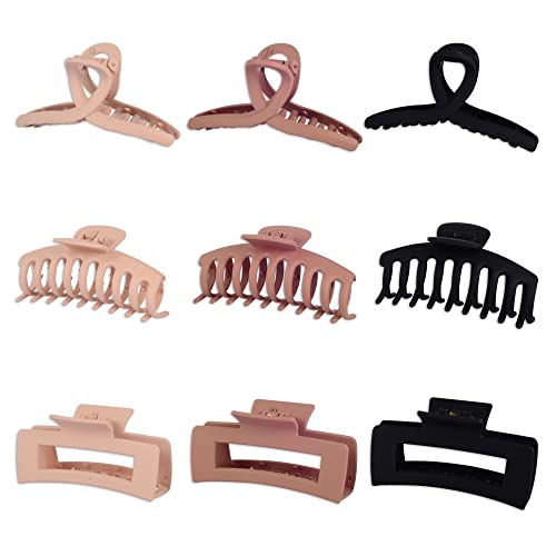 VENGABY Haarklammern Damen, Hair Clip Claw Clip, Haarspangen mit Starkem Halt, Rutschfeste Haarkralle für Frauen und Mädchen, Pferdeschwanz Halter, Matte Acryl-Rutschfest Haarspangen (9pcs) von VENGABY