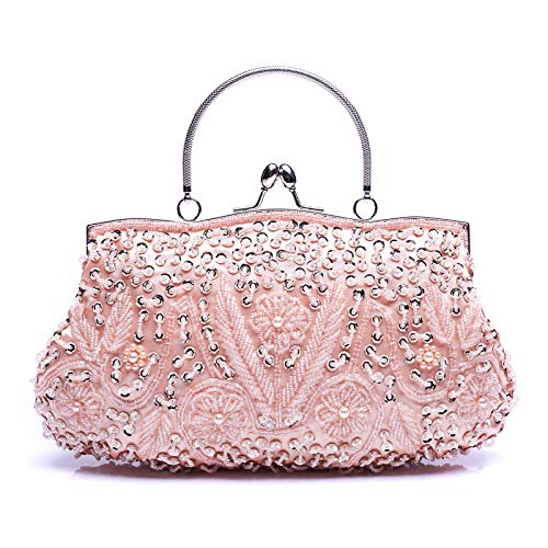 VENI MASEE Damen Handgemachte Perle Handtasche, Abendtasche Damen Clutch Für Party (Pink) von VENI MASEE