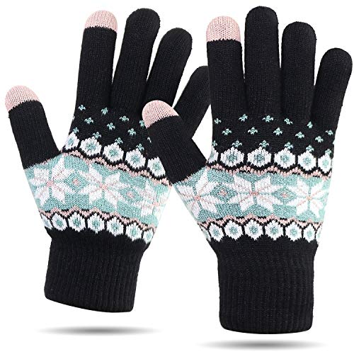 VENI MASEE Damen Winter Wolle Touchscreen-Handschuhe Warm Thermal Soft Lining elastische Manschette (Black) von VENI MASEE