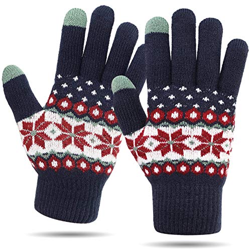 VENI MASEE Damen Winter Wolle Touchscreen-Handschuhe Warm Thermal Soft Lining elastische Manschette (Navyblue) von VENI MASEE