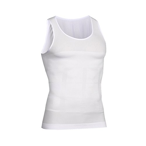 VENI MASEE Herren Body Shaper Slimming Vest, Men's Elastic Sculpting Vest Thermal Compression Base Layer Slim Compression Muscle Tank Shapewear, Weißes Tanktop, L von VENI MASEE