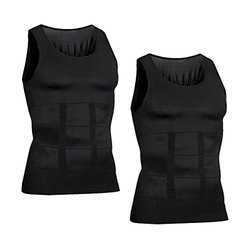 VENI MASEE Men es Body Shaper Schlankheits Weste, Männer elastische Formung Weste thermische Kompression Basisschicht schlank Kompression Muskel-Tank Shapewear (Z-Black Tank Top 2 pcs, M) von VENI MASEE