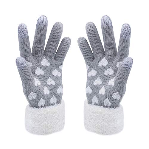VENI MASEE Winter Touchscreen Handschuhe Schnee Blume Druck halten warm für Frauen und Männer Grey 20cm von VENI MASEE
