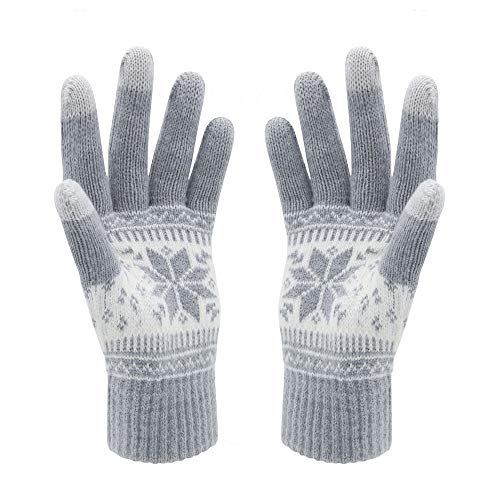 Winter-Touchscreen-Handschuhe mit Schnee-Blumendruck, halten warm für Damen und Herren, A1-Mengrey, 22 cm von VENI MASEE