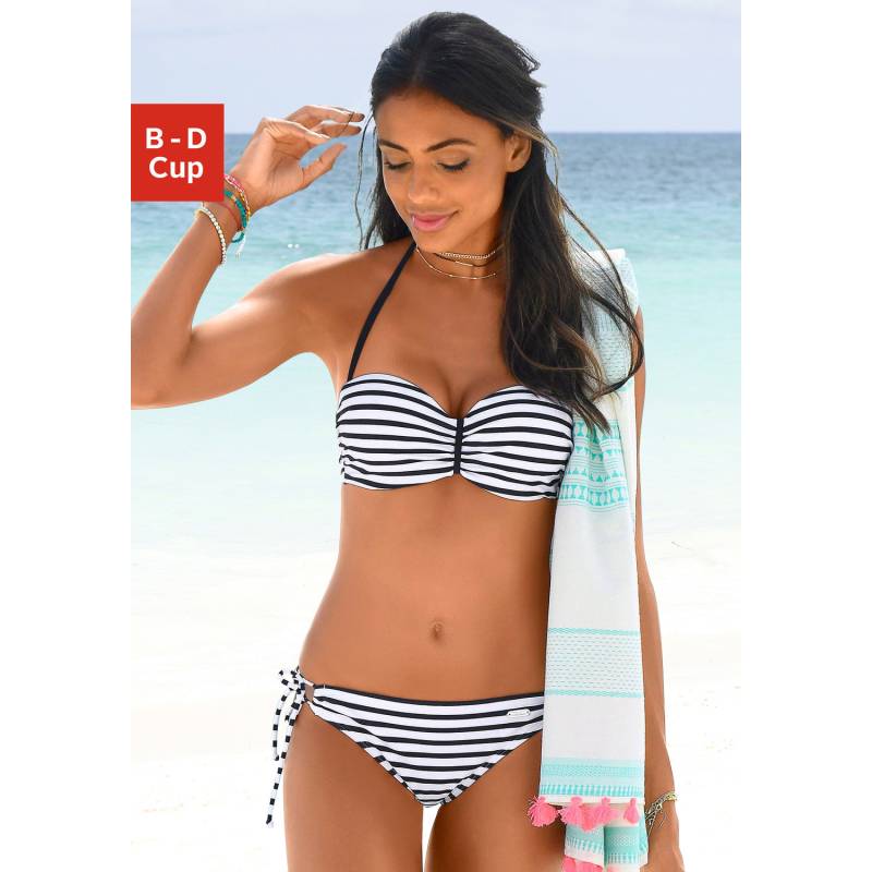 VENICE BEACH Bandeau-Bikini-Top Damen weiß-marine-gestreift Gr.40 Cup E von VENICE BEACH