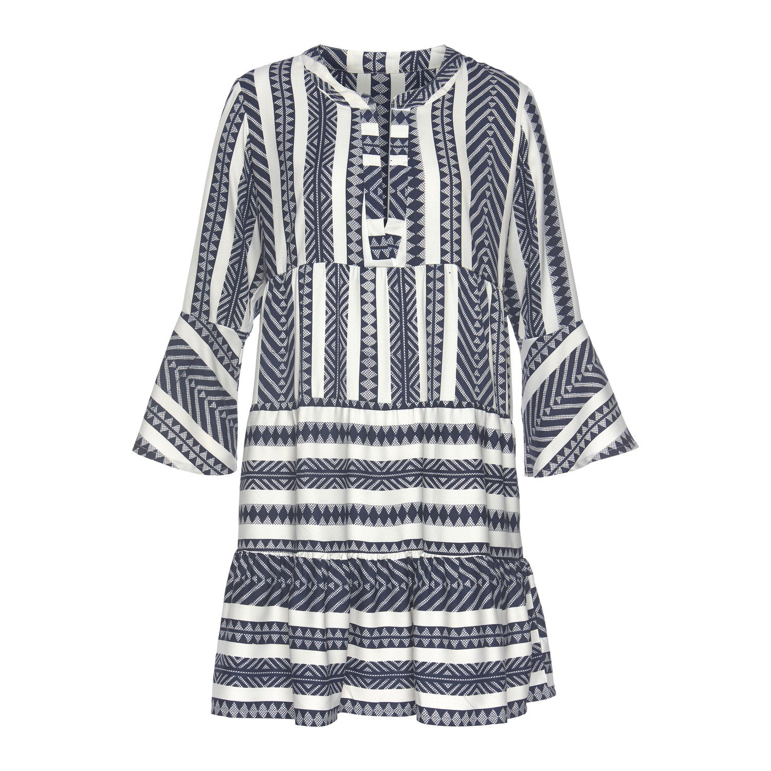 VENICE BEACH Blusenkleid Damen weiß-marine-bedruckt Gr.32/34 von VENICE BEACH