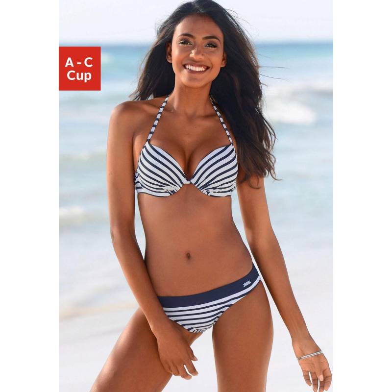 VENICE BEACH Push-Up-Bikini-Top Damen weiß-marine-gestreift Gr.32 Cup A von VENICE BEACH
