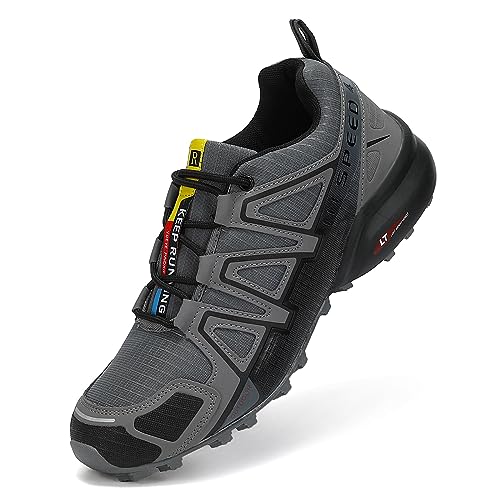 VENROXX Traillaufschuhe Herren Trailrunning Schuhe Wanderschuhe Atmungsaktiv Leicht Laufschuhe Sportschuhe rutschfeste Outdoor Trekkingschuhe, Grau, 41 (CN 42) von VENROXX