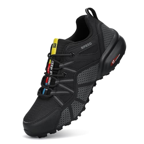 VENROXX Traillaufschuhe Herren Trailrunning Schuhe Wanderschuhe Atmungsaktiv Leicht Laufschuhe Sportschuhe rutschfeste Outdoor Trekkingschuhe, Schwarz & Grau, 40 von VENROXX