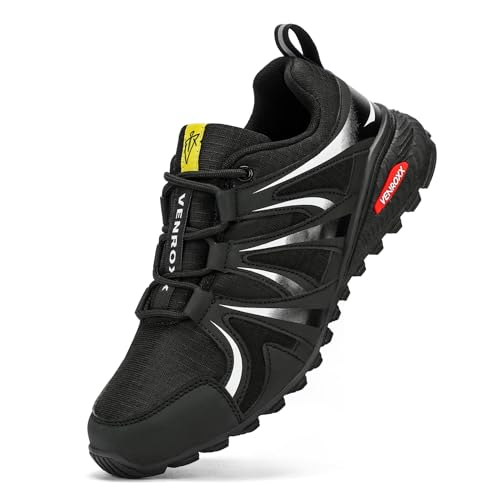 VENROXX Traillaufschuhe Herren Wanderschuhe Leicht Trekkingschuhe Atmungsaktiv & rutschfeste Laufschuhe Outdoor Sportschuhe Gr.39-48, Schwarz, 45 von VENROXX