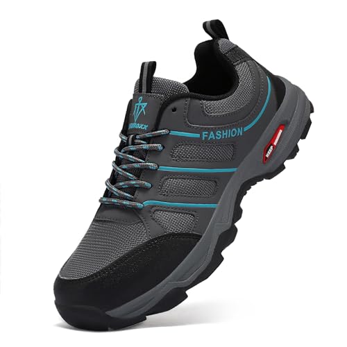 VENROXX Wanderschuhe Herren Atmungsaktiv Trekkingschuhe Leicht & rutschfeste Outdoor Sportschuhe, Grau, 42 von VENROXX